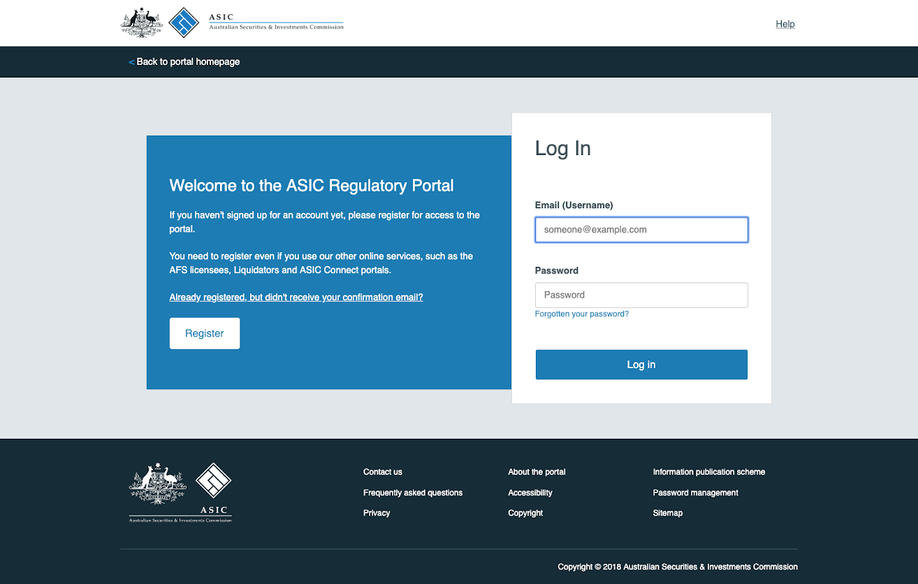 ASIC - Regulatory portal