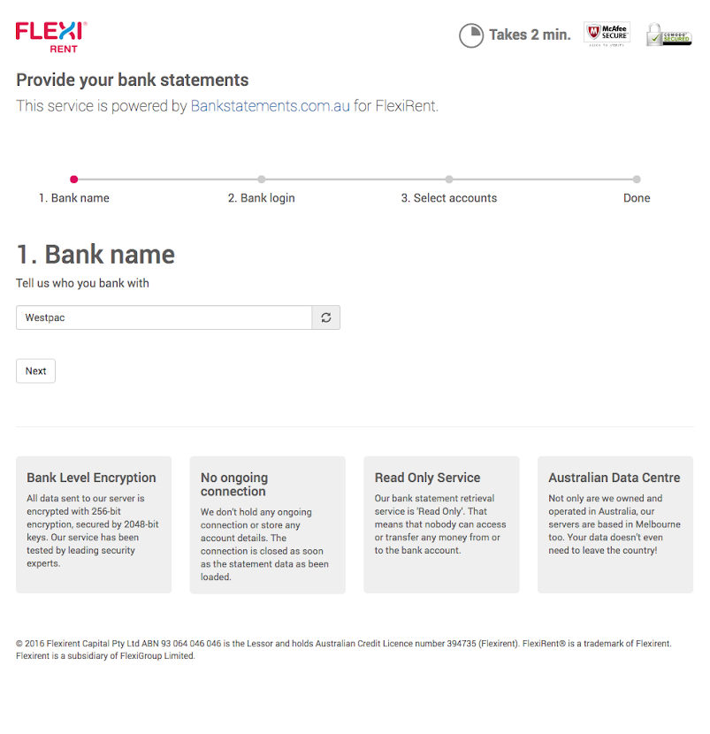 Flexirent - Bank statements integration