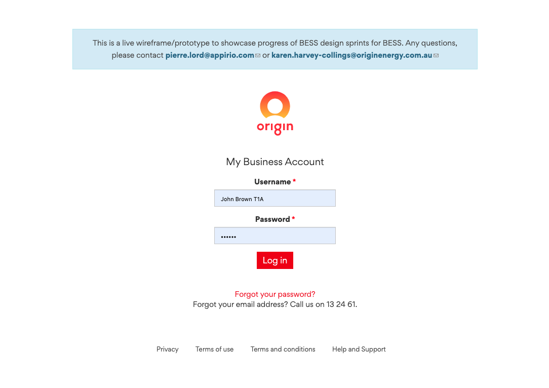 Origin Energy - Business portal